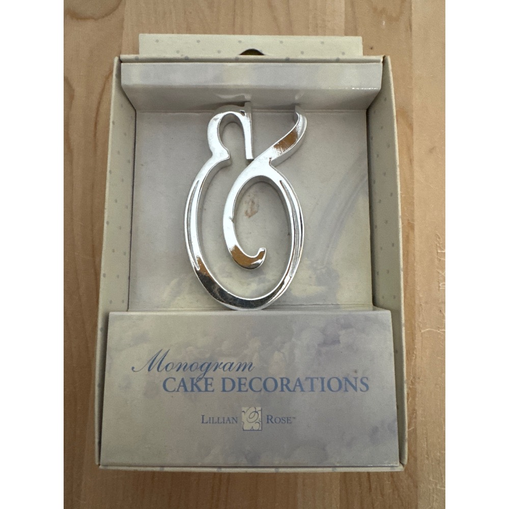 Lillian Rose Silver Monogram Cake Topper Letter E Wedding Anniversary Decor